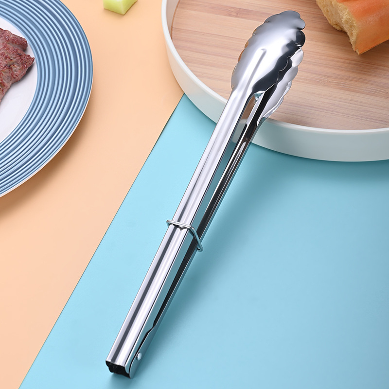 Clește lung din oțel inoxidabil pentru alimente – pentru steak, coacere și prăjire – clip mare, îngroșat pentru grătar.