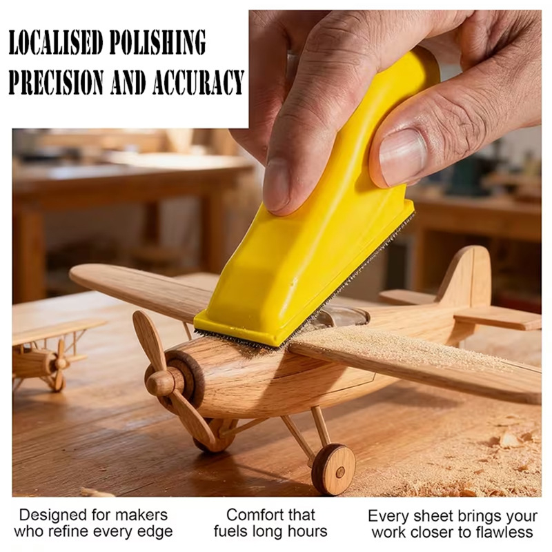 Set de șmirghel pentru lemn 30×90 mm, cu unelte de șlefuire manuală pentru finisare (foi pătrate)