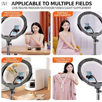 Lampă LED inel 12 inci pentru fotografiere pe birou și streaming live — iluminare de umplere moale pentru selfie, temperatură de culoare reglabilă
