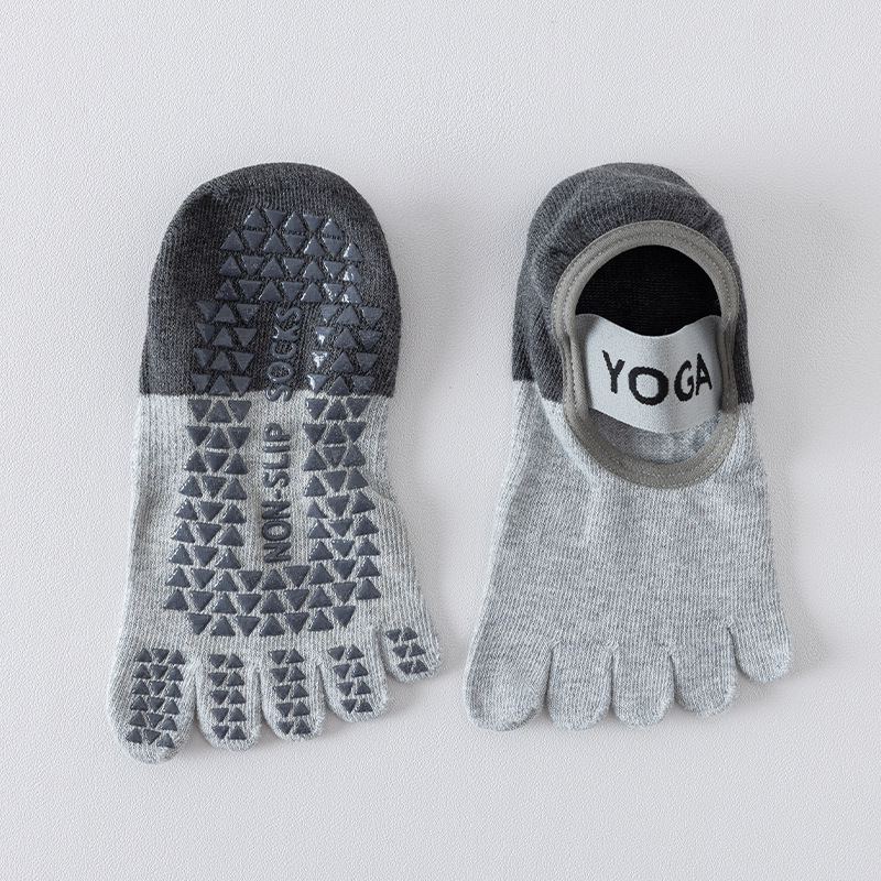 Șosete de yoga pentru femei cu degete separate, Pilates, vară ușoare, model color-block, antiderapante