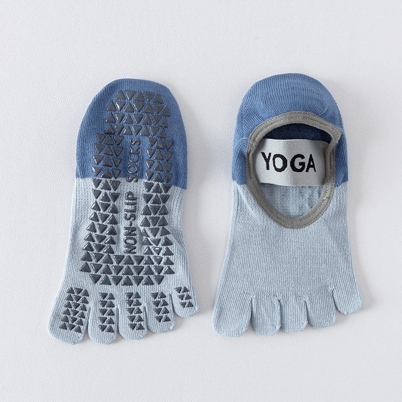Șosete de yoga pentru femei cu degete separate, Pilates, vară ușoare, model color-block, antiderapante