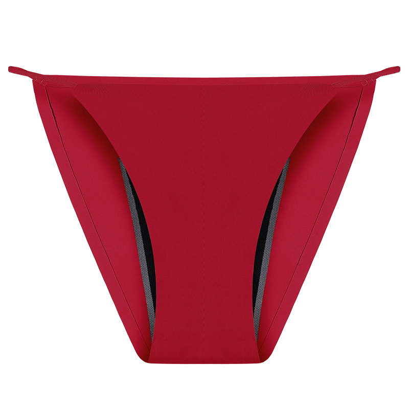 Lenjerie intimă menstruală pentru femei, patru straturi — fără scurgeri, cu material Ice Silk, fără cusături, tanga dantelă, mărime mare, vară