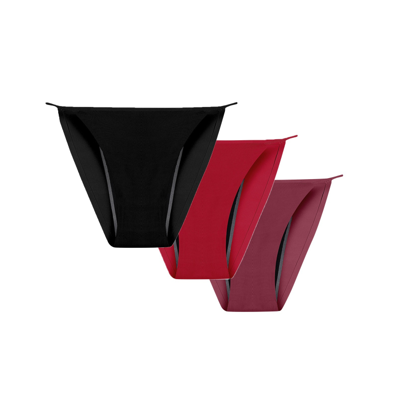 Lenjerie intimă menstruală pentru femei, patru straturi — fără scurgeri, cu material Ice Silk, fără cusături, tanga dantelă, mărime mare, vară