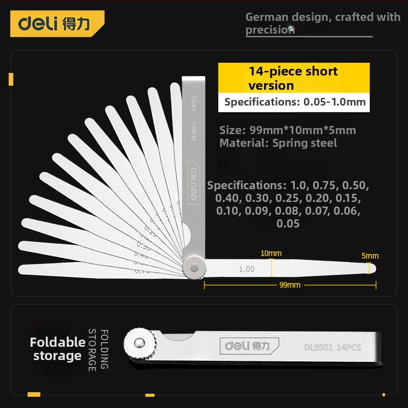 Set de calibru pentru spațiul valvei din oțel inoxidabil, foi de calibru individuale, grosimemetru