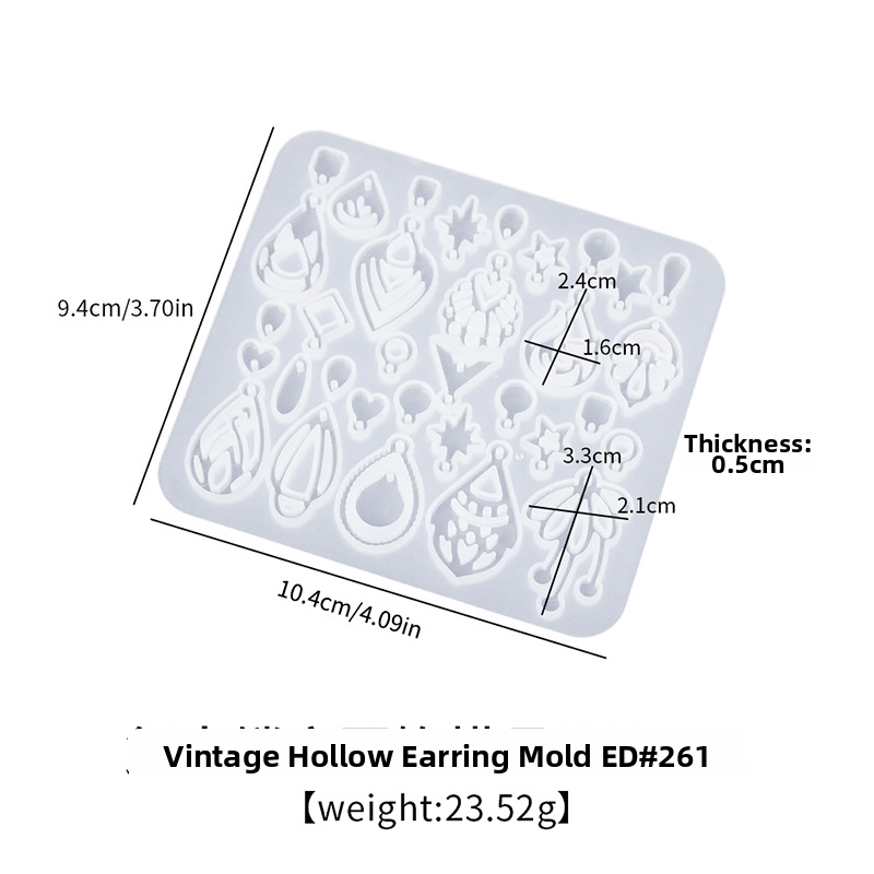 Formă din silicon pentru cercei din rășină DIY — dimensiune mică, forme geometrice retro, goale