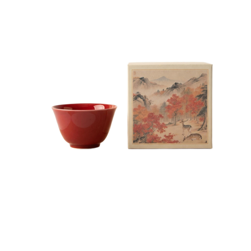 Ceșcuță de ceai din porțelan cu glazură roșie, stil chinezesc, ceramică coaptă la temperaturi înalte, ceașcă individuală pentru uz zilnic