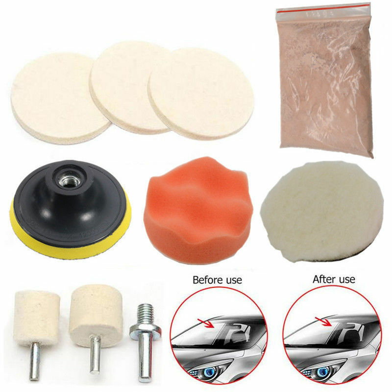 Set de 8 discuri din lână pentru lustruirea geamului auto cu pulbere de oxid de ceriu
