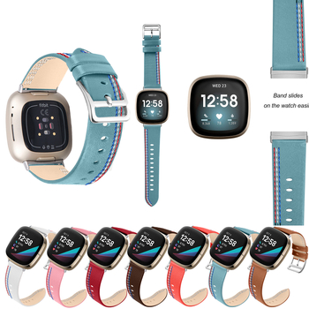 Brățară din piele cu trei cusături pentru Fitbit Versa 3/Sense