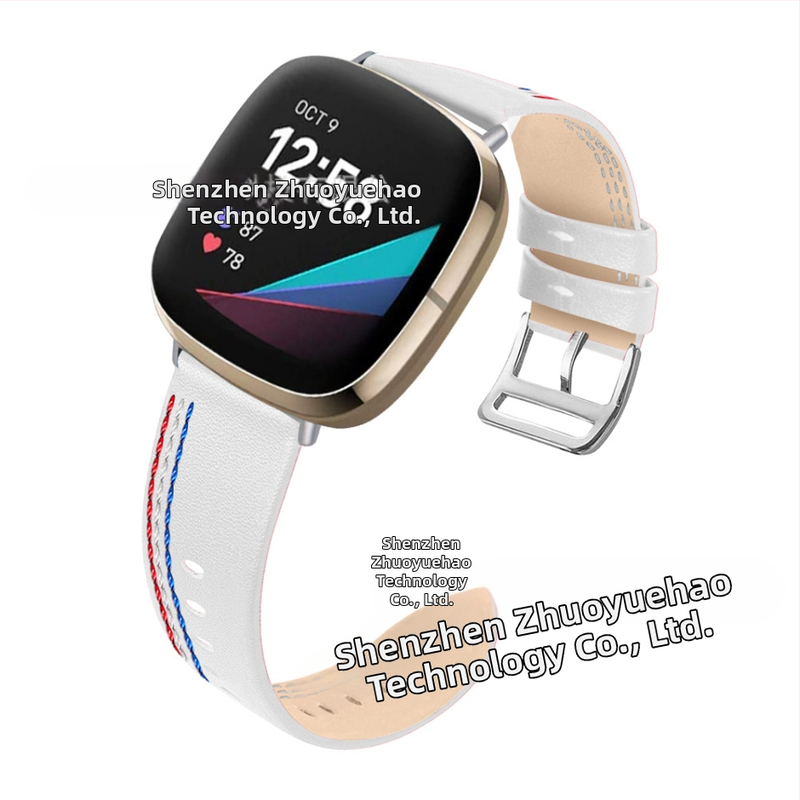 Brățară din piele cu trei cusături pentru Fitbit Versa 3/Sense