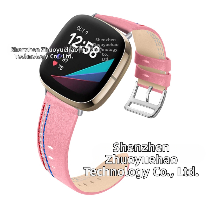 Brățară din piele cu trei cusături pentru Fitbit Versa 3/Sense
