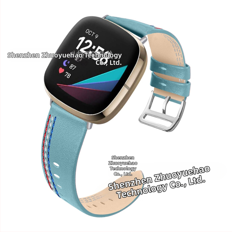 Brățară din piele cu trei cusături pentru Fitbit Versa 3/Sense