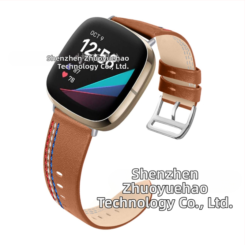 Brățară din piele cu trei cusături pentru Fitbit Versa 3/Sense