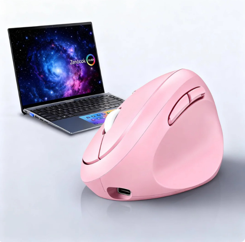 Mouse vertical ergonomic, în formă de ou, Bluetooth, încărcare duală, funcționare silențioasă