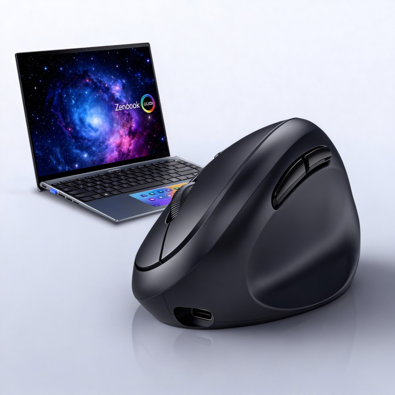 Mouse vertical ergonomic, în formă de ou, Bluetooth, încărcare duală, funcționare silențioasă