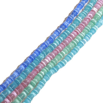 Margele din piatră ochi de pisică cu segmente de bambus pentru bijuterii DIY – mărgele lustruite manual, pentru brățări, coliere, cercei și pandantive – semifabricate