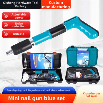 Pistol cuie mini, albastru, pentru tâmplărie și decor, fixare de tavan