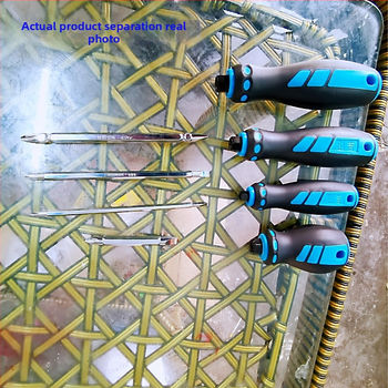 Șurubelniță duală magnetic izolat, tijă scurtă subțire, cap dublu, mâner PC+TPR, oțel crom-vanadiu