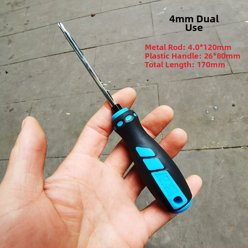 Șurubelniță duală magnetic izolat, tijă scurtă subțire, cap dublu, mâner PC+TPR, oțel crom-vanadiu