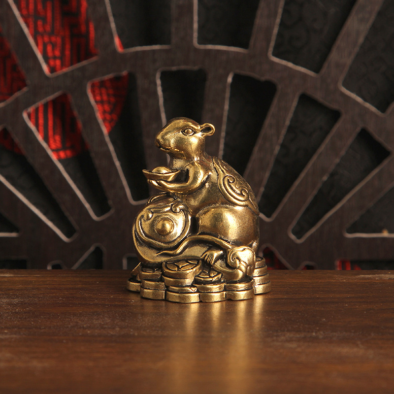 Set decorativ din alamă cu monede goale, 12 zodii chineze, figurine 3D pentru birou