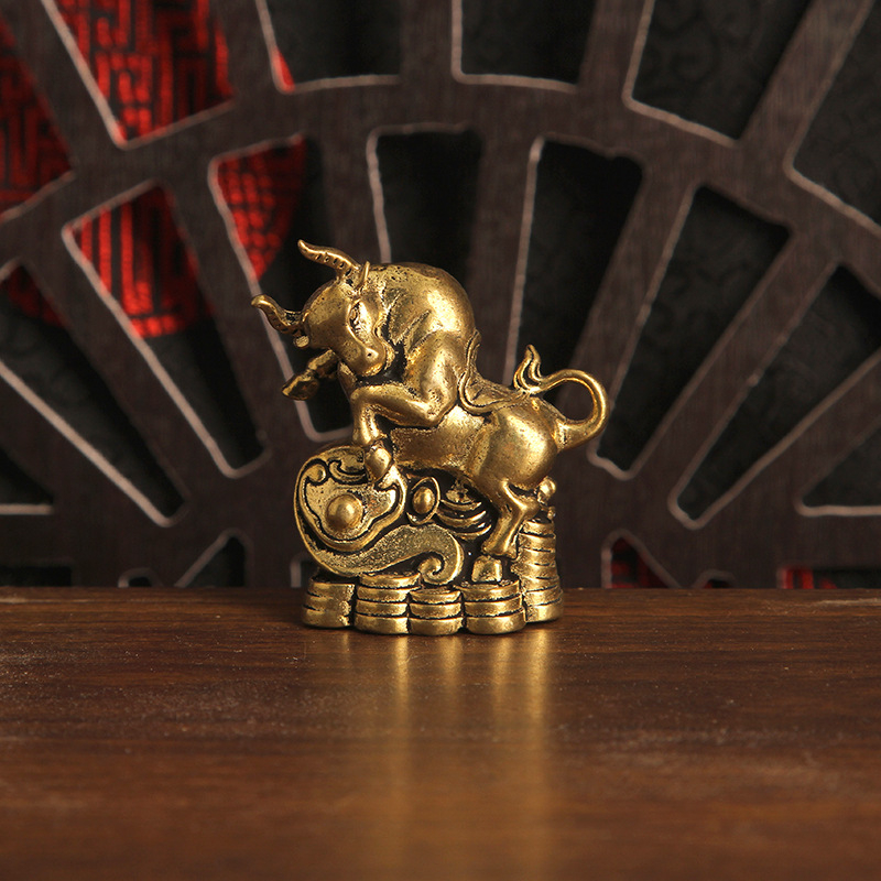 Set decorativ din alamă cu monede goale, 12 zodii chineze, figurine 3D pentru birou