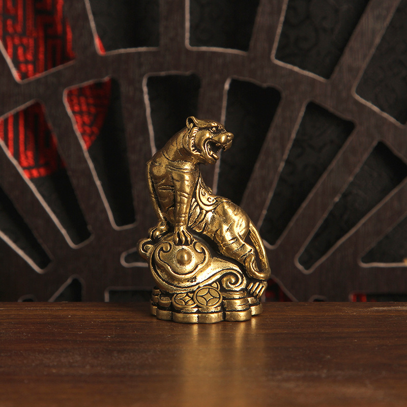 Set decorativ din alamă cu monede goale, 12 zodii chineze, figurine 3D pentru birou