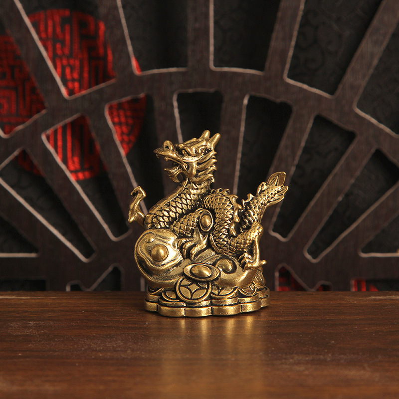 Set decorativ din alamă cu monede goale, 12 zodii chineze, figurine 3D pentru birou