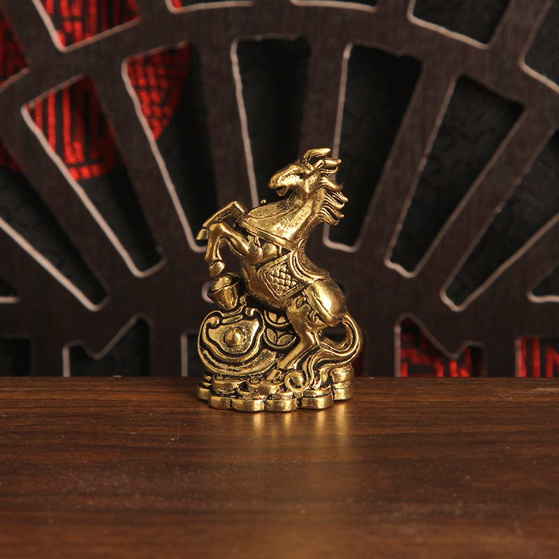Set decorativ din alamă cu monede goale, 12 zodii chineze, figurine 3D pentru birou