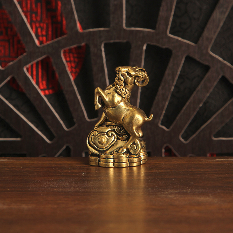 Set decorativ din alamă cu monede goale, 12 zodii chineze, figurine 3D pentru birou