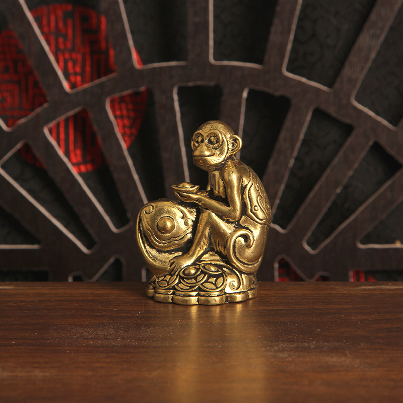 Set decorativ din alamă cu monede goale, 12 zodii chineze, figurine 3D pentru birou