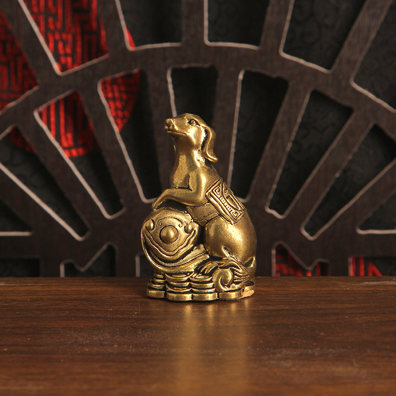 Set decorativ din alamă cu monede goale, 12 zodii chineze, figurine 3D pentru birou