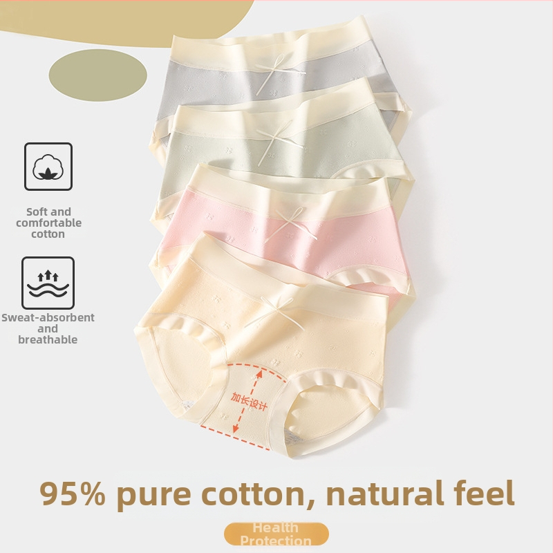 Chiloți din bumbac pentru femei, talie medie, căptușeală de bumbac în zona cracului, bumbac cu filament lung 7A, nuanțe pastel asortate