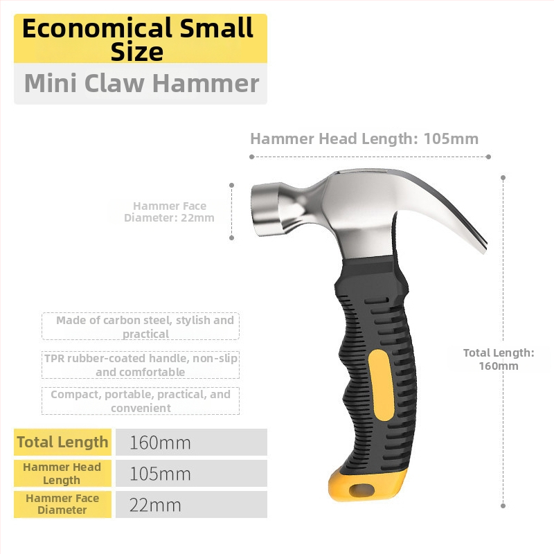 Cioc mini DIY cu gheare – cioc de tâmplă, cap din oțel carbon, toate într-unul, extractor de cui, cioc mic de uz casnic