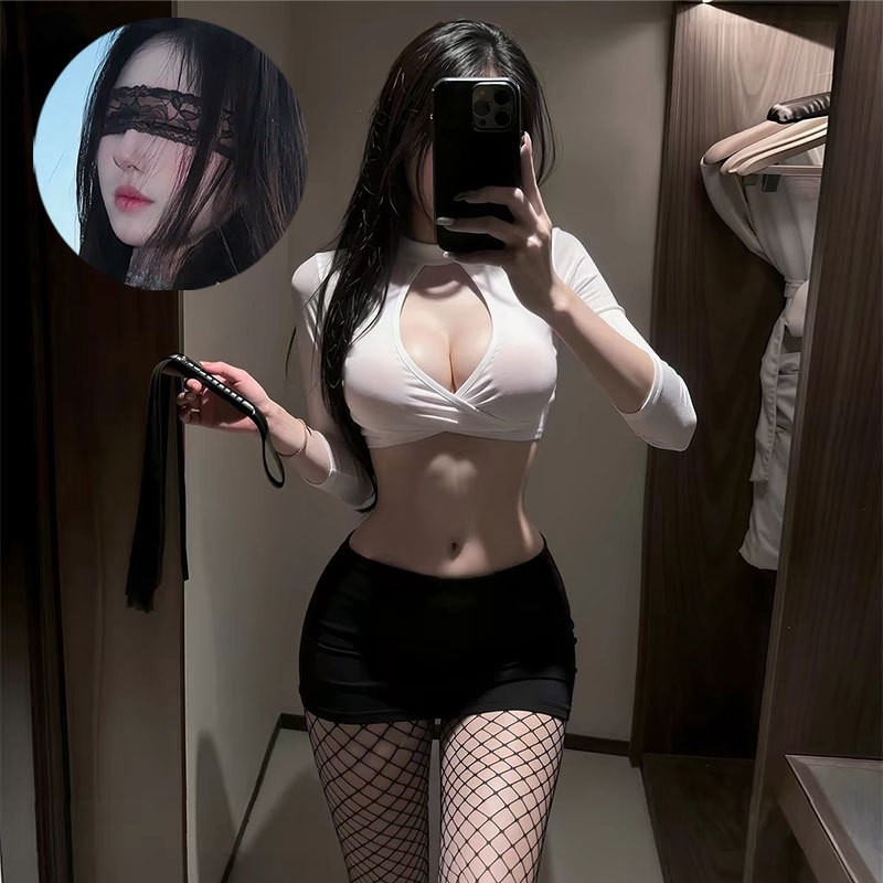 2026 нов стил секси бельо с прозрачен cardigan и униформа, изкусителен bodycon за образ на секретарка, дълъг ръкав