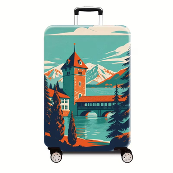 Калъф за куфар с пейзажен модел, устойчив на надраскване, 20-35L, полиестер, за пътуване