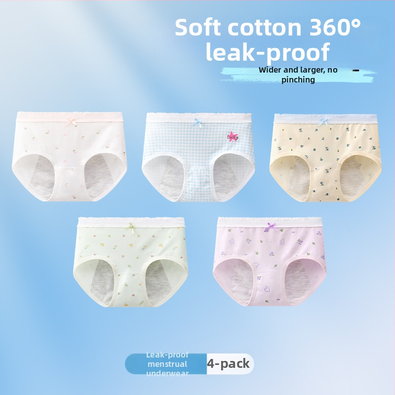 Chiloți menstrual pentru fete, antibacteriali, protecție împotriva scurgerilor, croială triunghiulară, 10A