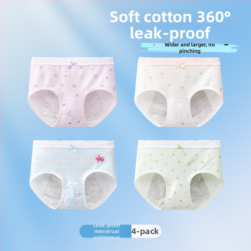 Chiloți menstrual pentru fete, antibacteriali, protecție împotriva scurgerilor, croială triunghiulară, 10A