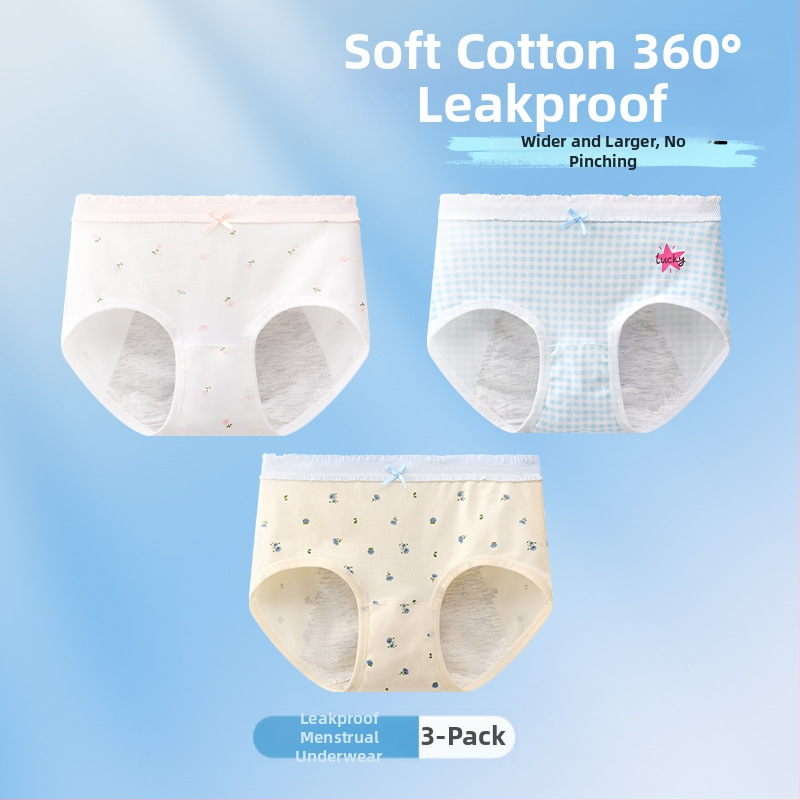 Chiloți menstrual pentru fete, antibacteriali, protecție împotriva scurgerilor, croială triunghiulară, 10A