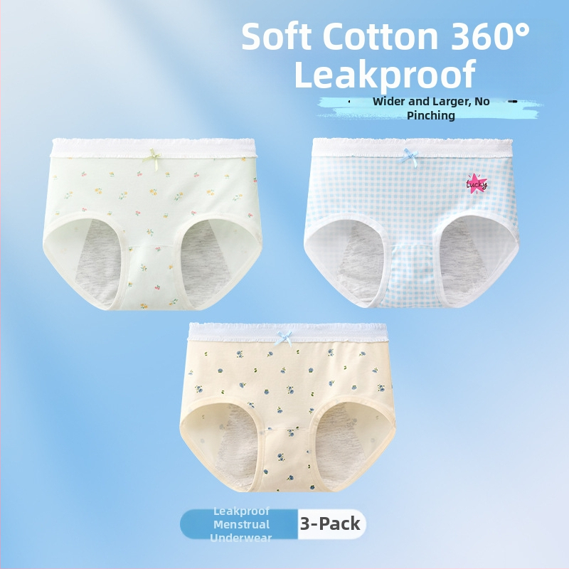 Chiloți menstrual pentru fete, antibacteriali, protecție împotriva scurgerilor, croială triunghiulară, 10A