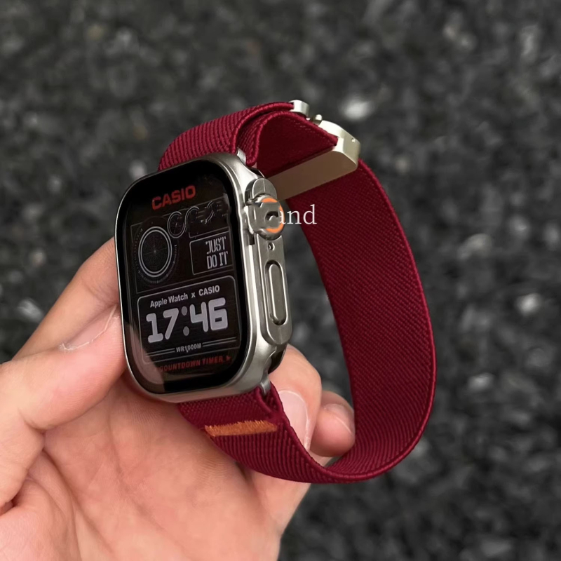 Brățară din nylon elastic cu cataramă parașută pentru Apple Watch S11 42mm