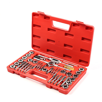 Set de 40 unelte de filetare (macho și matrițe) în cutie din plastic, pentru întreținerea autovehiculelor și a utilajelor agricole, unelte manuale de filetare, calitate industrială