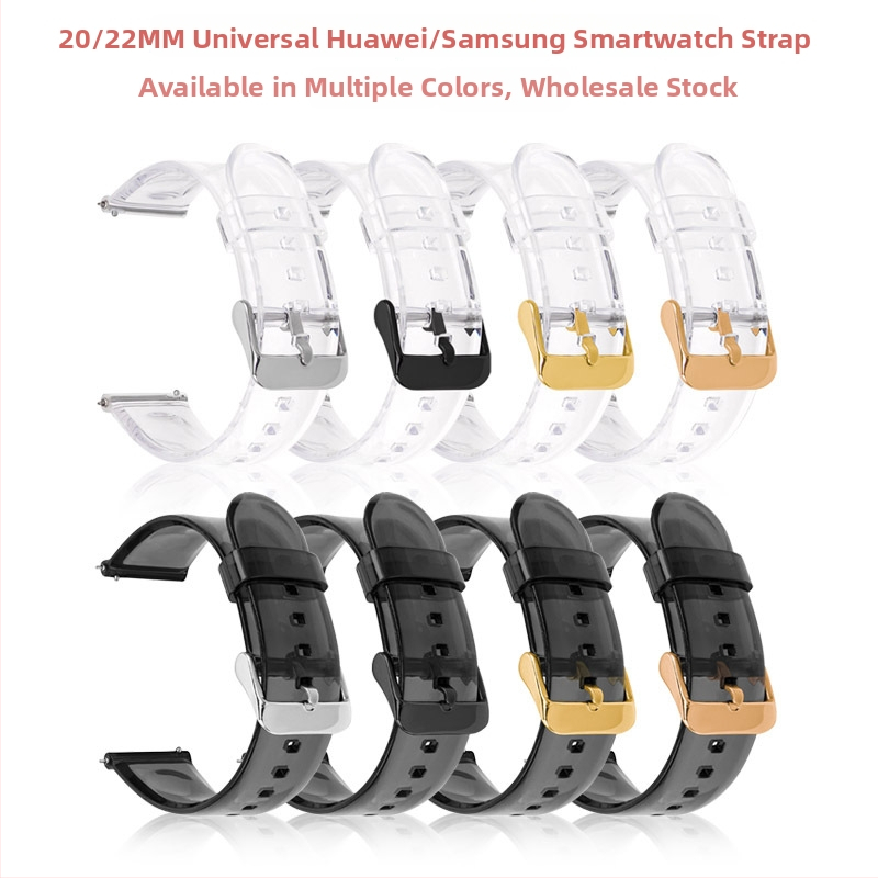 Brățară transparentă de ceas, 20/22mm, pentru Samsung Galaxy Watch4 și ceasuri Huawei