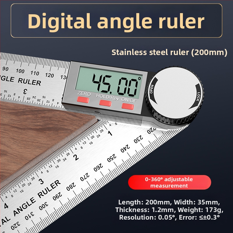 Riglă unghiulară digitală cu afișaj, precizie înaltă, măsurare de 360°, riglă universală pentru tâmplărie