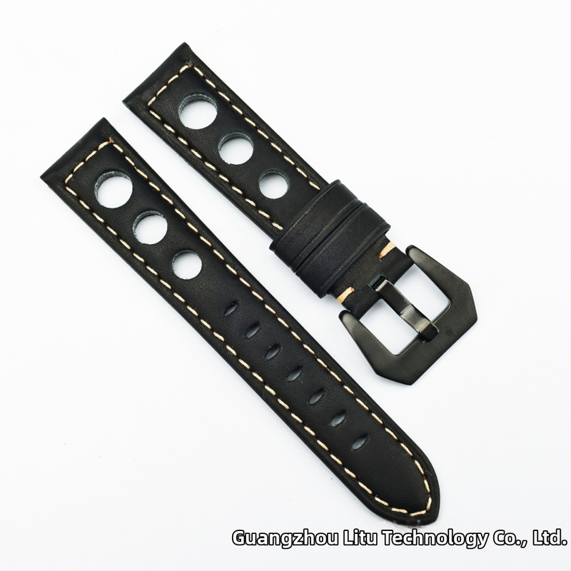 Brățară de ceas Fat Sea din piele naturală, cu design cu trei găuri, compatibilă cu Huawei GT2/3/4 Pro și Xiaomi S1 Color
