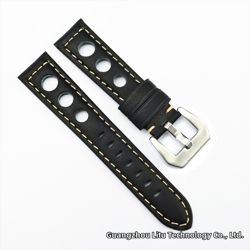 Brățară de ceas Fat Sea din piele naturală, cu design cu trei găuri, compatibilă cu Huawei GT2/3/4 Pro și Xiaomi S1 Color