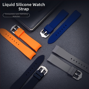 Bratara din silicon lichid compatibilă cu Samsung Galaxy Watch5/4/3, 20/22 mm, culoare solidă, cataramă argintie