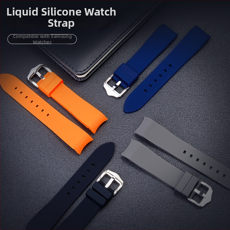 Bratara din silicon lichid compatibilă cu Samsung Galaxy Watch5/4/3, 20/22 mm, culoare solidă, cataramă argintie