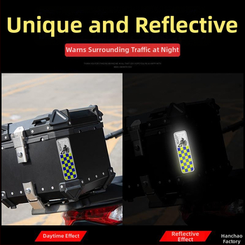 Autocolant reflectorizant pentru portbagajul motocicletei – Star Rider, model geometric, decorativ și de siguranță