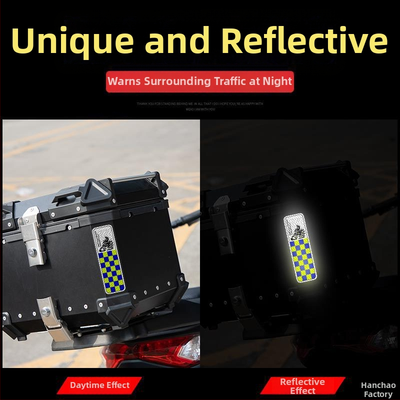Autocolant reflectorizant pentru portbagajul motocicletei – Star Rider, model geometric, decorativ și de siguranță