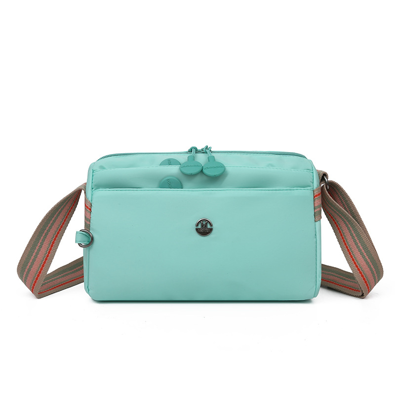 Geantă de damă din nailon, crossbody, multicoloră, cu mai multe compartimente, stil cameră, formă pătrată, mărime medie