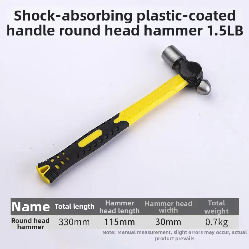 Ciocan cu mâner acoperit cu plastic, cap rotund, durabil și multifuncțional